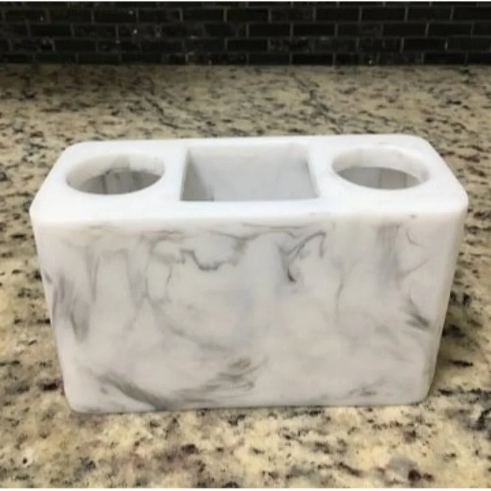 New Electric Toothbrush Holder, 3 Slots Large Marble Toothbrush Toothpaste